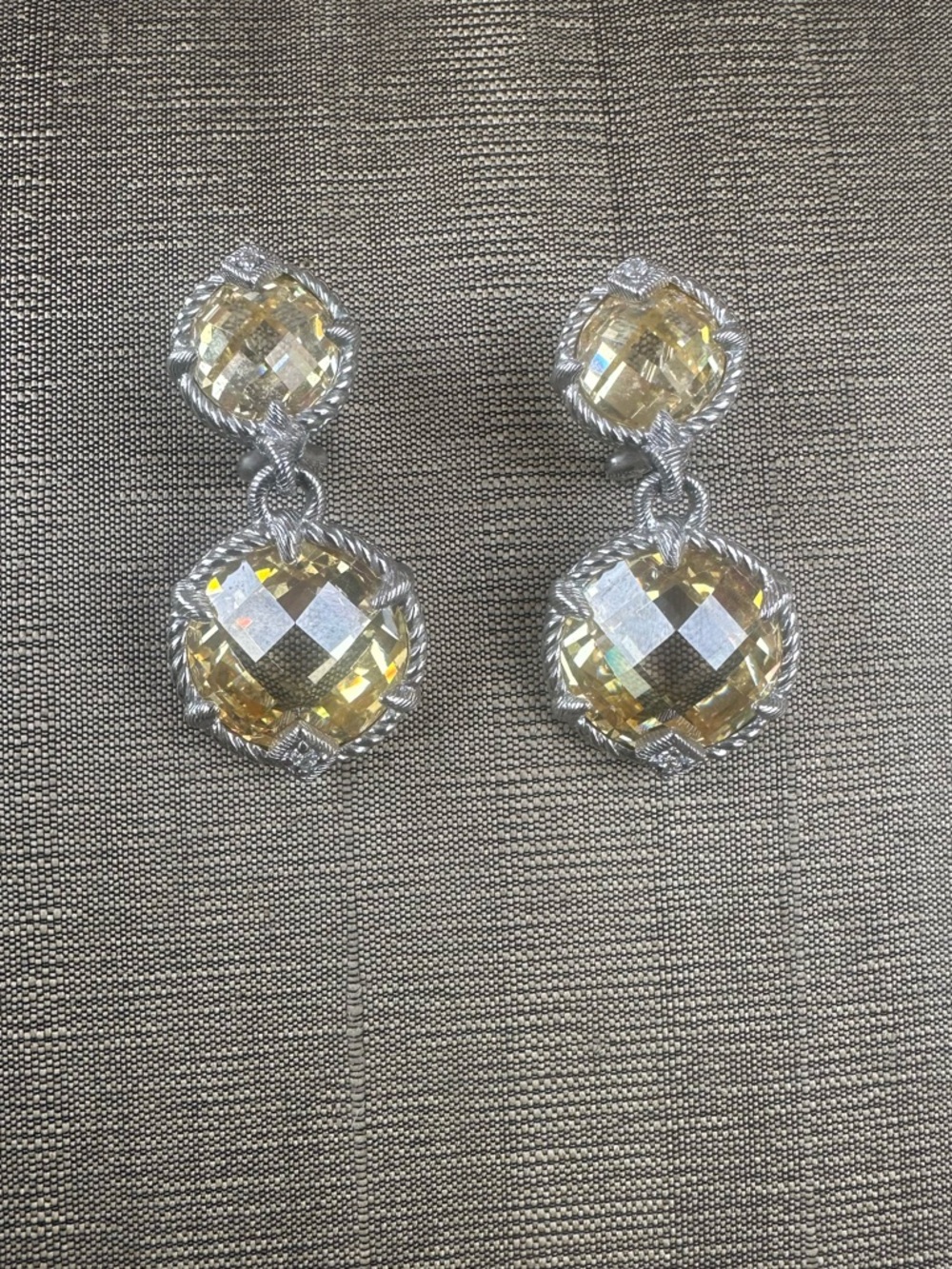 Judith Ripka CZ Dangle Earrings 925 Sterling Silver